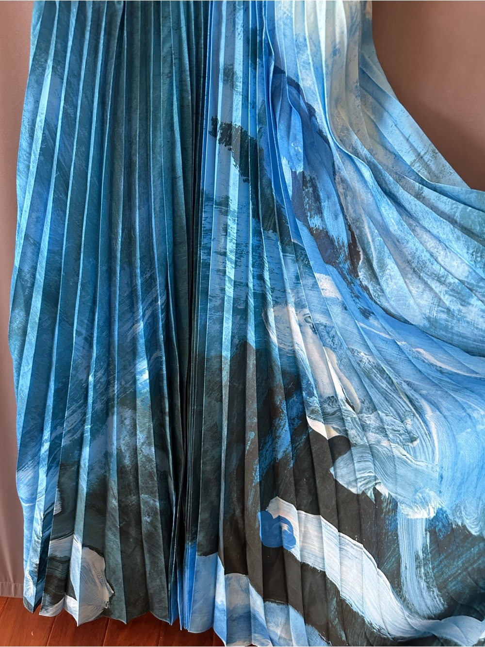 Acler Blue Teal Pleated Halter Maxi Dress - Picture 9 of 13
